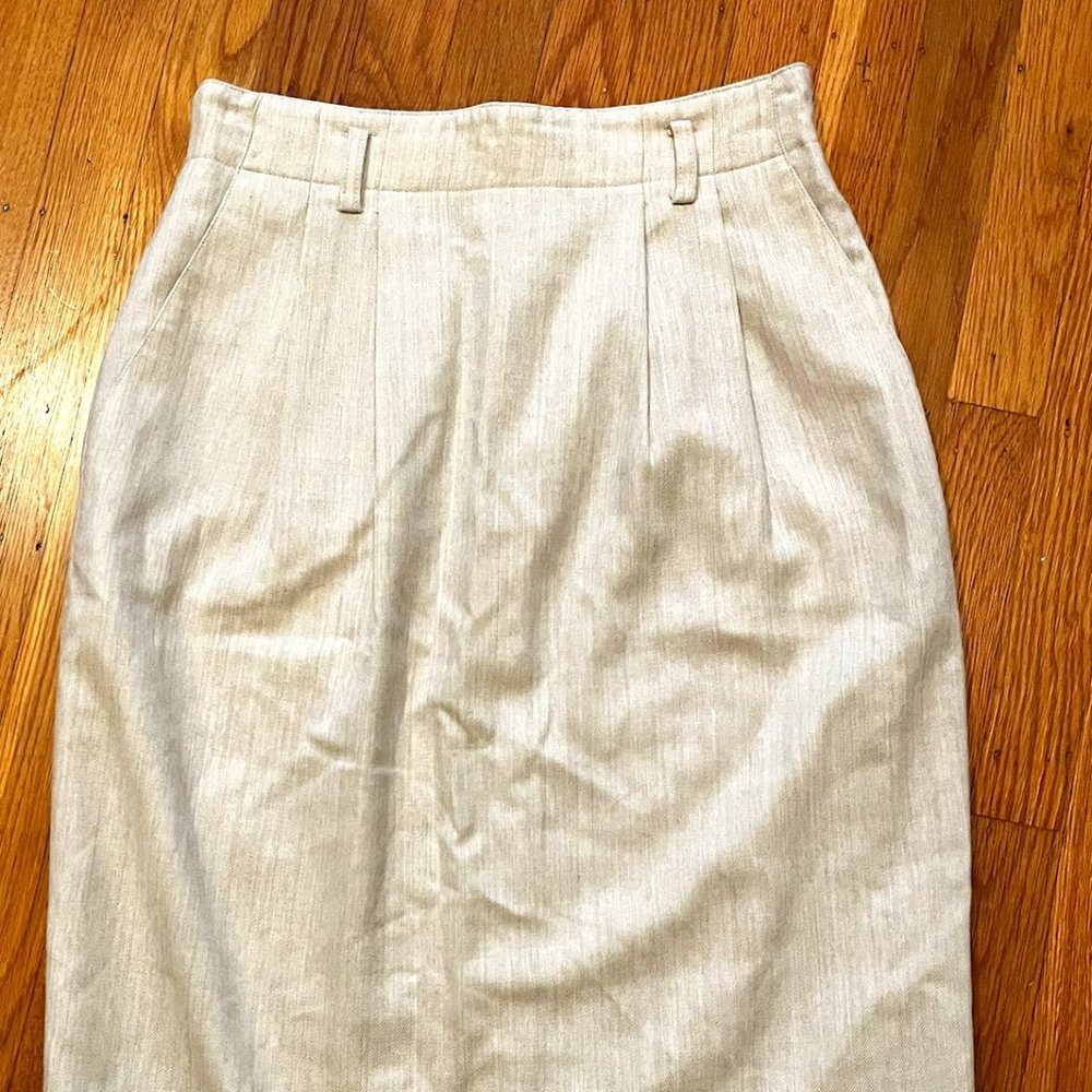 Liz Claiborne 100% Wool Cream Pencil Skirt with Pockets